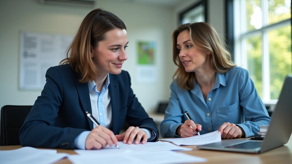 Twee personen bespreken verzendopties aan een bureau met grafieken